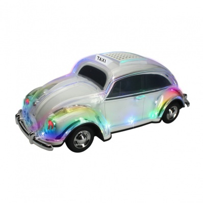 Crystal Clear Beetle Style Design Taxi Car Portable Bluetooth Speaker WS1937 (White)